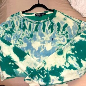 Self tie dyed, cropped oversized, polo crew neck